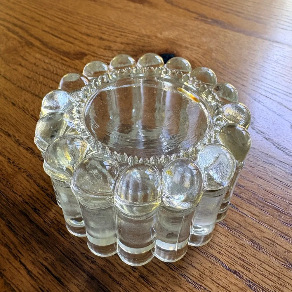 Vintage Clear Glass Candle Holder or trinket box